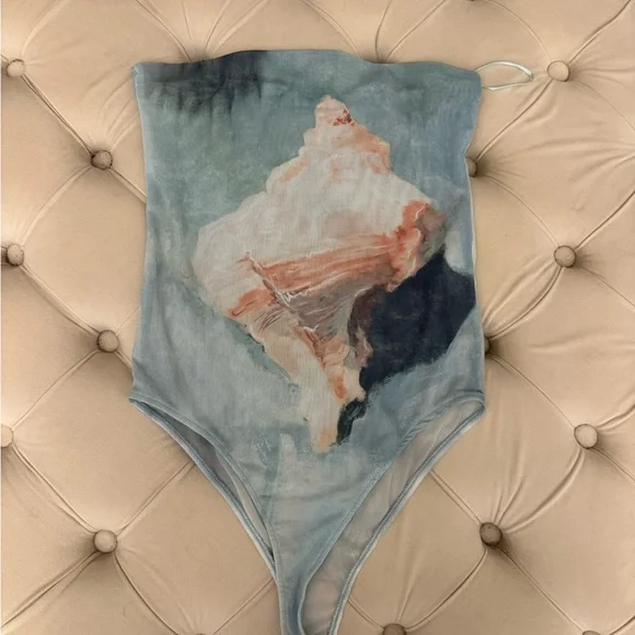 Zara Light Blue Mesh Top - Picture 2 of 5